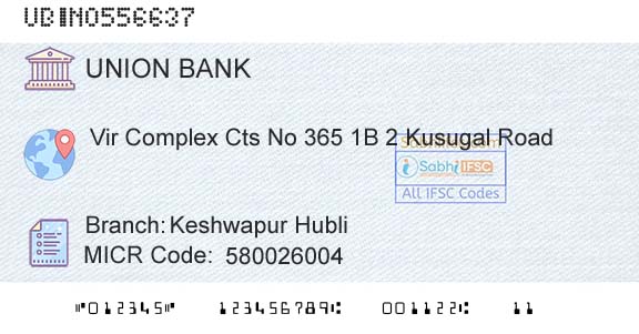 Union Bank Of India Keshwapur HubliBranch 