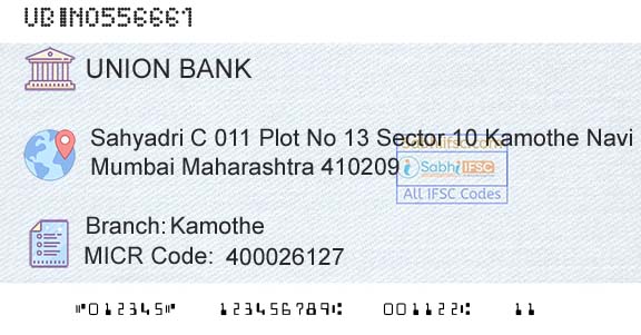 Union Bank Of India KamotheBranch 
