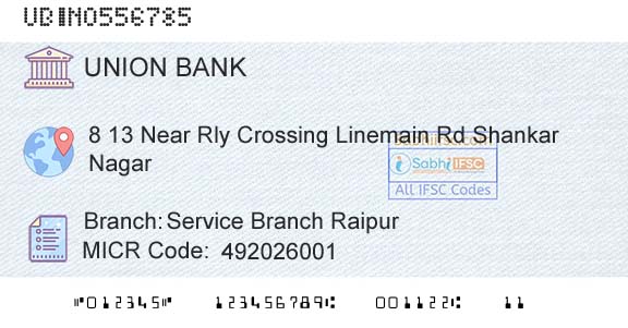 Union Bank Of India Service Branch RaipurBranch 