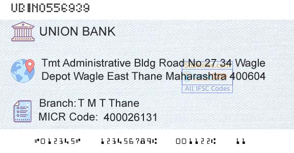 Union Bank Of India T M T ThaneBranch 