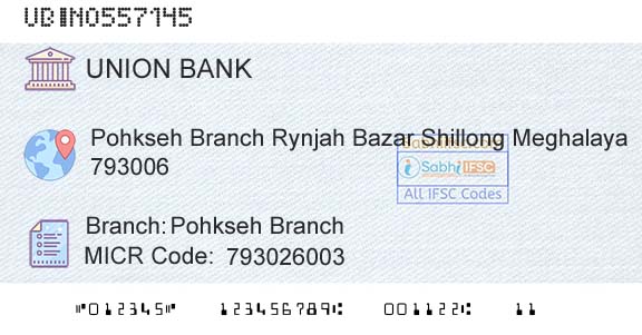 Union Bank Of India Pohkseh BranchBranch 