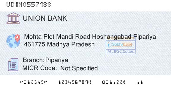 Union Bank Of India PipariyaBranch 