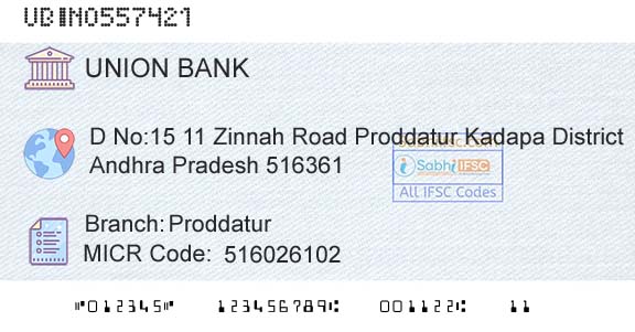 Union Bank Of India ProddaturBranch 