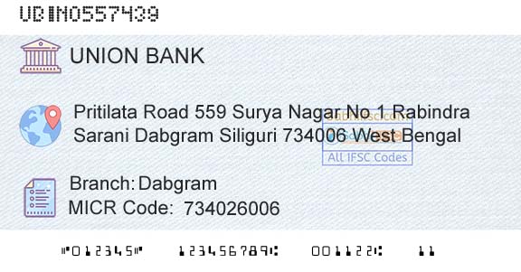 Union Bank Of India DabgramBranch 