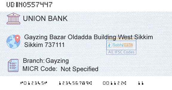 Union Bank Of India GayzingBranch 
