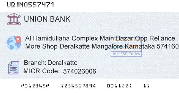 Union Bank Of India DeralkatteBranch 