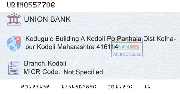 Union Bank Of India KodoliBranch 