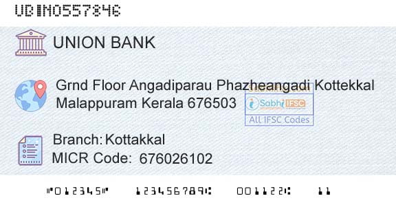 Union Bank Of India KottakkalBranch 