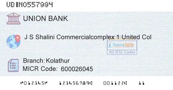 Union Bank Of India KolathurBranch 