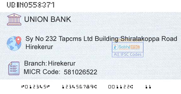 Union Bank Of India HirekerurBranch 