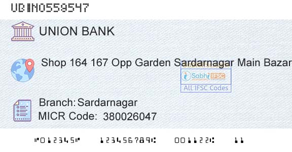 Union Bank Of India SardarnagarBranch 