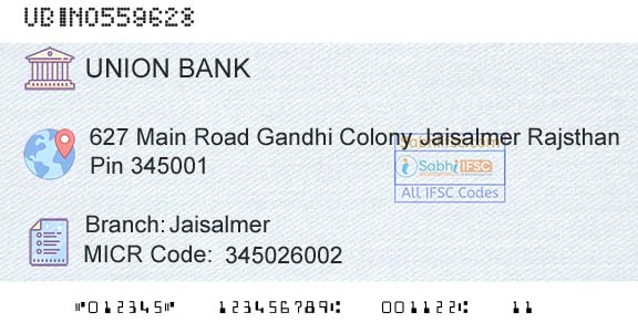 Union Bank Of India JaisalmerBranch 