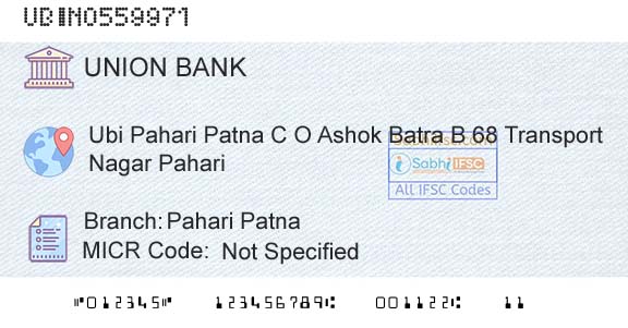 Union Bank Of India Pahari PatnaBranch 