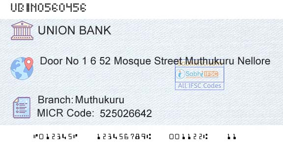 Union Bank Of India MuthukuruBranch 