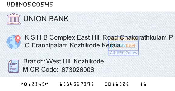Union Bank Of India West Hill KozhikodeBranch 