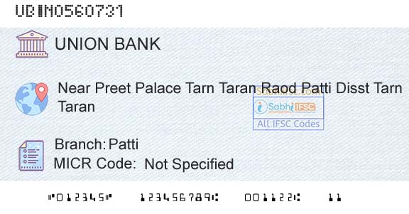 Union Bank Of India PattiBranch 