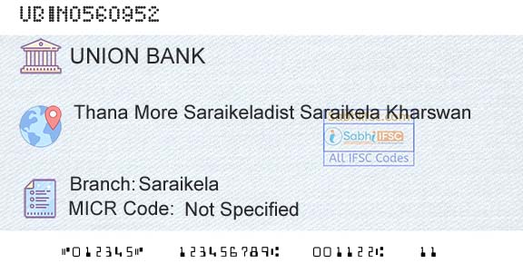 Union Bank Of India SaraikelaBranch 