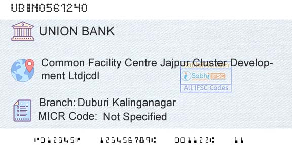 Union Bank Of India Duburi Kalinganagar Branch 