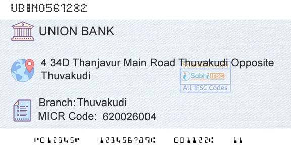 Union Bank Of India ThuvakudiBranch 