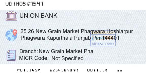 Union Bank Of India New Grain Market PhaBranch 