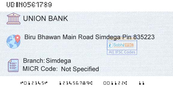 Union Bank Of India SimdegaBranch 