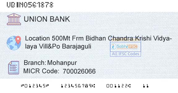 Union Bank Of India MohanpurBranch 