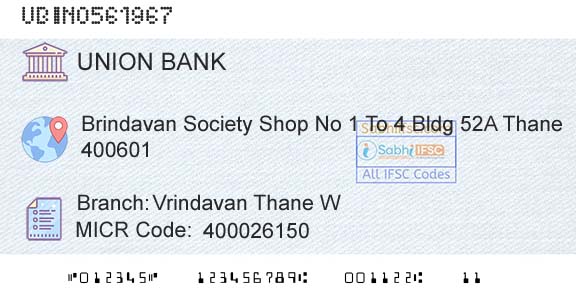 Union Bank Of India Vrindavan Thane W Branch 