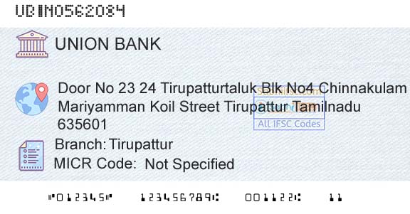 Union Bank Of India TirupatturBranch 