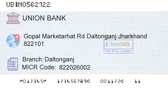 Union Bank Of India DaltonganjBranch 