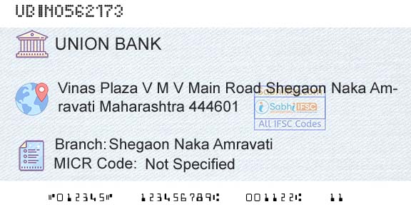 Union Bank Of India Shegaon Naka AmravatiBranch 