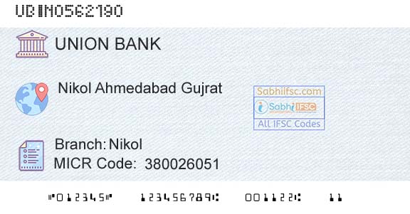 Union Bank Of India NikolBranch 