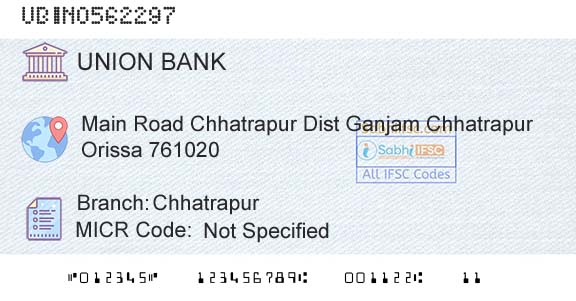 Union Bank Of India ChhatrapurBranch 