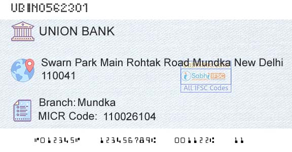 Union Bank Of India MundkaBranch 