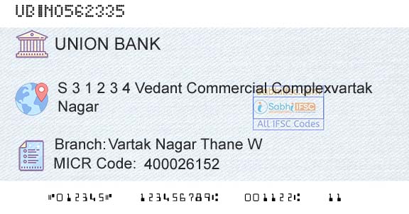 Union Bank Of India Vartak Nagar Thane W Branch 
