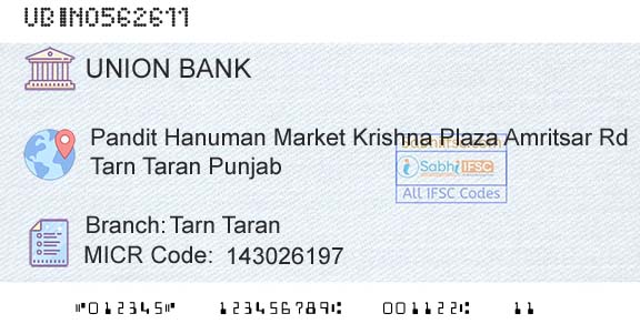Union Bank Of India Tarn TaranBranch 