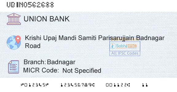 Union Bank Of India BadnagarBranch 