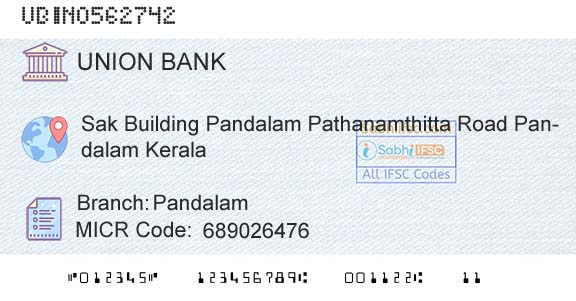 Union Bank Of India PandalamBranch 