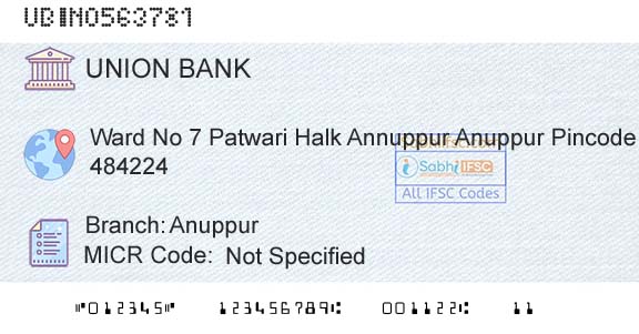 Union Bank Of India AnuppurBranch 