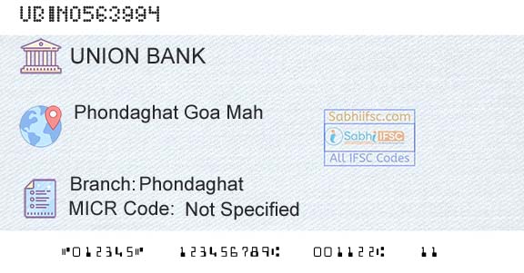 Union Bank Of India PhondaghatBranch 
