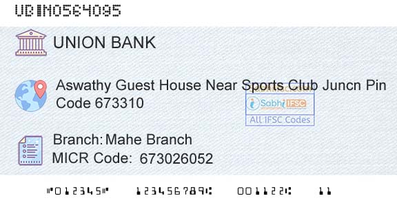 Union Bank Of India Mahe BranchBranch 