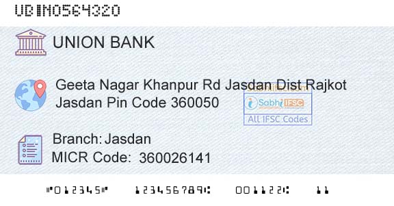 Union Bank Of India JasdanBranch 