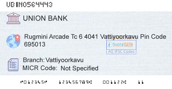 Union Bank Of India VattiyoorkavuBranch 