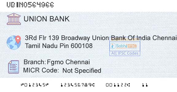 Union Bank Of India Fgmo ChennaiBranch 