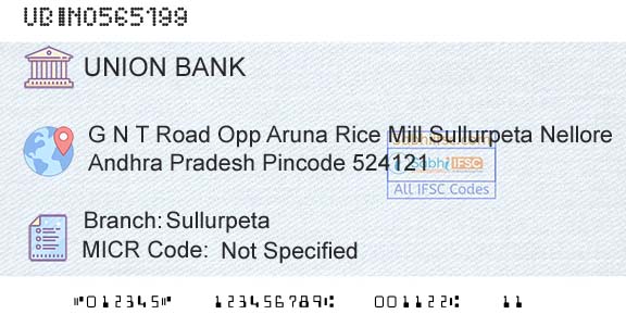 Union Bank Of India SullurpetaBranch 