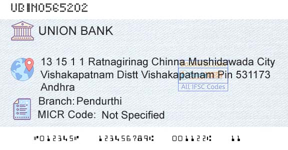 Union Bank Of India PendurthiBranch 