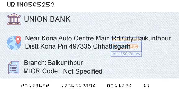 Union Bank Of India BaikunthpurBranch 