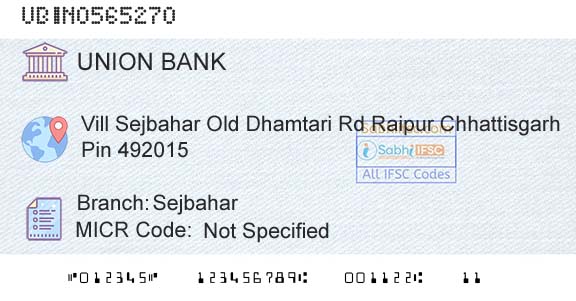Union Bank Of India SejbaharBranch 