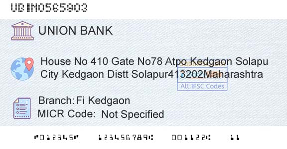 Union Bank Of India Fi KedgaonBranch 