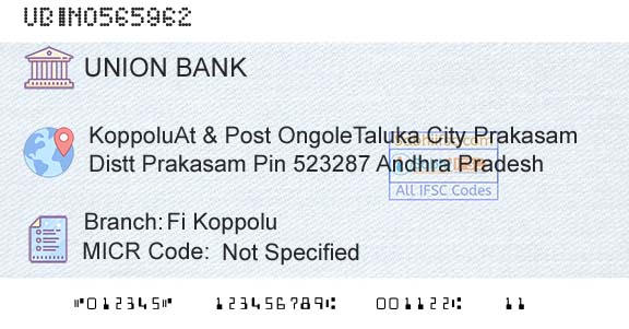 Union Bank Of India Fi KoppoluBranch 