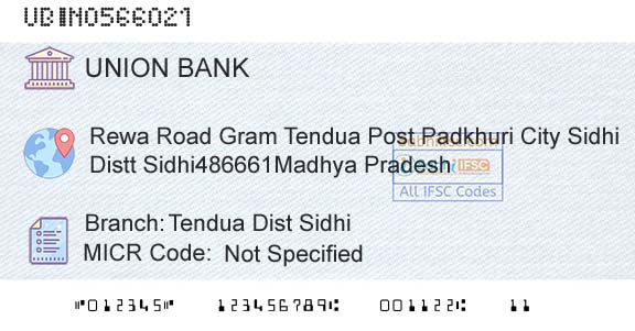 Union Bank Of India Tendua Dist SidhiBranch 